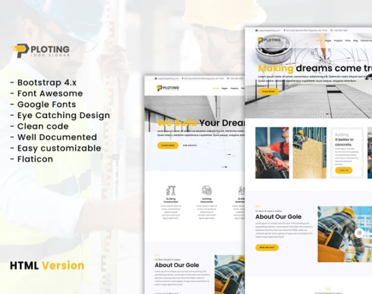 Ploting - construction & architecture WordPress theme by Themehurst