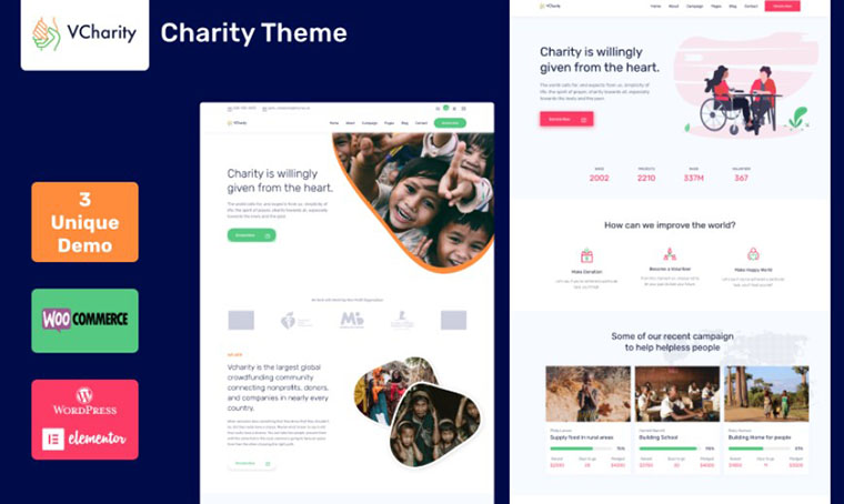 vCharity - Nonprofit WordPress theme by srthemes