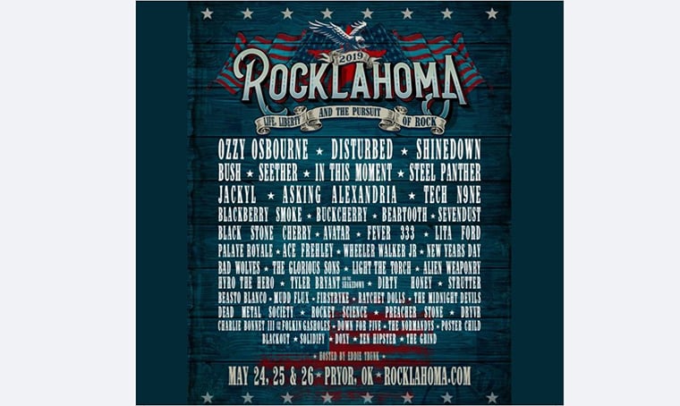 Rocklahoma festival poster with Black Queen Font